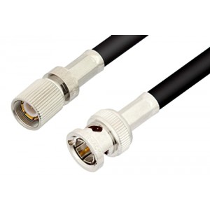 75 Ohm 1.6/5.6 Plug to 75 Ohm BNC Male Cable 12 Inch Length Using 75 Ohm ET-RG59 Coax, RoHS