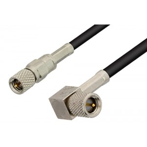 10-32 Male to 10-32 Male Right Angle Cable 12 Inch Length Using ET-RG174 Coax, RoHS