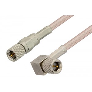 10-32 Male to 10-32 Male Right Angle Cable 12 Inch Length Using ET-RG316 Coax, RoHS