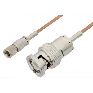 10-32 Male to BNC Male Cable 12 Inch Length Using ET-RG178 Coax, RoHS