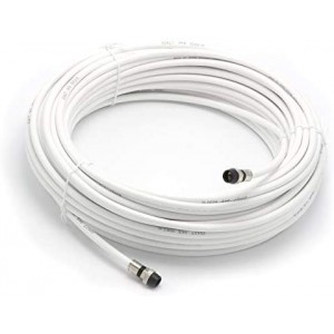 100' Feet White ET-RG6 Coaxial Cable with Rubber booted Weather Proof Outdoor Rated Connectors F81 / RF Digital Coax