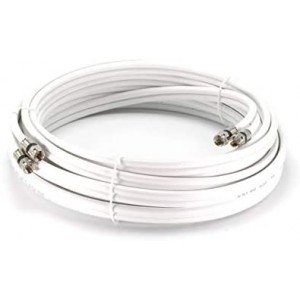 100ft Dual ET-RG6 Coax Twin Coaxial Cable (Siamese Cable) 18AWG Coaxial Cable Satellite, Antenna & CATV Grade with Compression Connectors, White