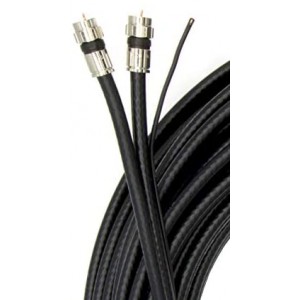 12ft Dual with Ground ET-RG6 Coaxial Twin Coax Cable (Siamese Cable) with 18AWG Copper Ground Wire, Satellite, Antenna & CATV Quality Compression Connectors, Black