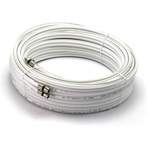 150ft Dual with Ground ET-RG6 Twin Coax Cable (Siamese Cable) with 18AWG Satellite Antenna & CATV Compression Connectors White