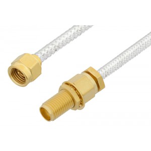 2.92mm Male to 2.92mm Female Bulkhead Cable 6 Inch Length Using ET38337 Coax, RoHS