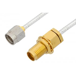 2.92mm Male to 2.92mm Female Bulkhead Cable 6 Inch Length Using ET38322 Coax, LF Solder, RoHS