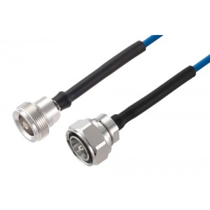 4.1/9.5 Mini DIN Female to 4.3-10 Male Low PIM Cable 12 Inch Length Using ET38402 Coax Using Times Microwave Components