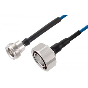 4.1/9.5 Mini DIN Female to 7/16 DIN Male Low PIM Cable 12 Inch Length Using ET38402 Coax Using Times Microwave Components