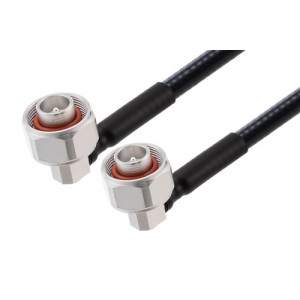 4.1/9.5 Mini DIN Male Right Angle to 4.1/9.5 Mini DIN Male Right Angle Low PIM Cable 12 Inch Length Using 1/4 inch Superflexible Coax