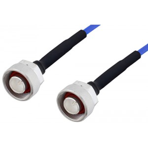 4.1/9.5 Mini DIN Male to 4.1/9.5 Mini DIN Male LSZH Jacketed Low PIM Cable 100 cm Length Using SR402FLJ Low PIM Coax with HeatShrink