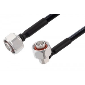 4.1/9.5 Mini DIN Male to 4.1/9.5 Mini DIN Male Right Angle Low PIM Cable 12 Inch Length Using 1/4 inch Superflexible Coax