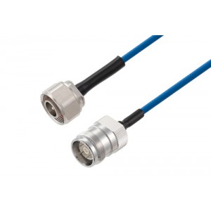 4.1/9.5 Mini DIN Male to 4.3-10 Female Low PIM Cable 12 Inch Length Using ET38402 Coax Using Times Microwave Components