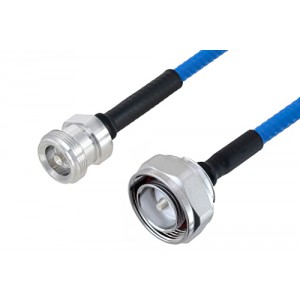 Plenum 4.1/9.5 Mini DIN Female to 7/16 DIN Male Low PIM Cable 12 Inch Length Using ET38365 Coax , LF Solder