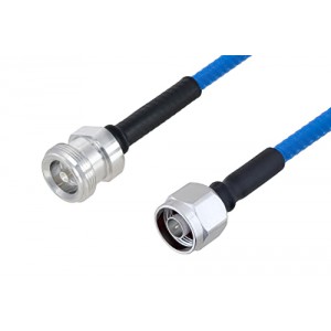 Plenum 4.1/9.5 Mini DIN Female to N Male Low PIM Cable 12 Inch Length Using ET38365 Coax , LF Solder