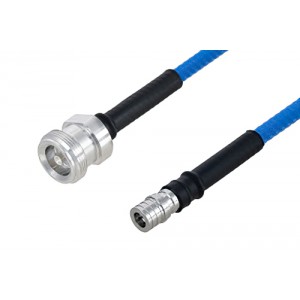 Plenum 4.1/9.5 Mini DIN Female to QMA Male Low PIM Cable 12 Inch Length Using ET38365 Coax , LF Solder