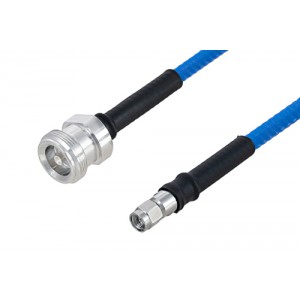 Plenum 4.1/9.5 Mini DIN Female to SMA Male Low PIM Cable 12 Inch Length Using ET38365 Coax , LF Solder