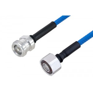 Plenum 4.1/9.5 Mini DIN Male to 4.1/9.5 Mini DIN Female Low PIM Cable 12 Inch Length Using ET38365 Coax , LF Solder