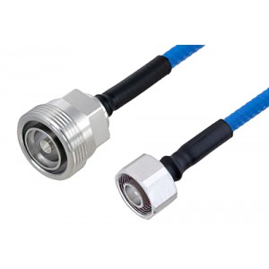 Plenum 4.1/9.5 Mini DIN Male to 7/16 DIN Female Low PIM Cable 12 Inch Length Using ET38365 Coax , LF Solder