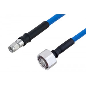 Plenum 4.1/9.5 Mini DIN Male to SMA Male Low PIM Cable 12 Inch Length Using ET38365 Coax , LF Solder