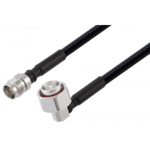 2.2-5 Female to 4.3-10 Male Right Angle Low PIM Cable 12 Inch Length Using 1/4 inch Superflexible Coax