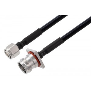 2.2-5 Male to 4.3-10 Female 4 Hole Flange Low PIM Cable 12 Inch Length Using 1/4 inch Superflexible Coax