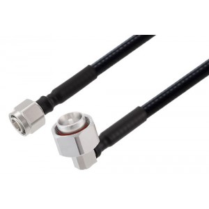 2.2-5 Male to 4.3-10 Male Right Angle Low PIM Cable 12 Inch Length Using 1/4 inch Superflexible Coax