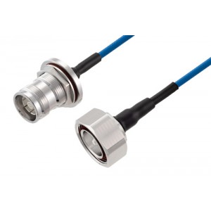 4.3-10 Female Bulkhead to 7/16 DIN Male Low PIM Cable 12 Inch Length Using ET38402 Coax Using Times Microwave Components