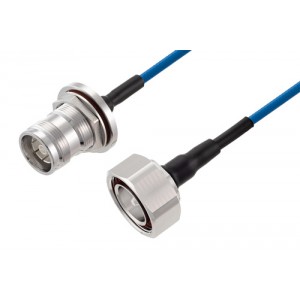 4.3-10 Female Bulkhead to 7/16 DIN Male Low PIM Cable 12 Inch Length Using ET38400 Coax Using Times Microwave Components