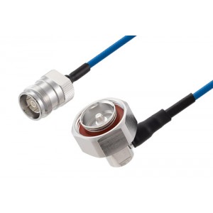 4.3-10 Female to 7/16 DIN Male Right Angle Low PIM Cable 12 Inch Length Using ET38402 Coax Using Times Microwave Components