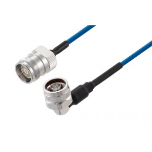 4.3-10 Female to N Male Right Angle Low PIM Cable 12 Inch Length Using ET38400 Coax Using Times Microwave Components