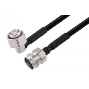 4.3-10 Male Right Angle to 4.3-10 Female Low PIM Cable 12 Inch Length Using 1/4 inch Superflexible Coax