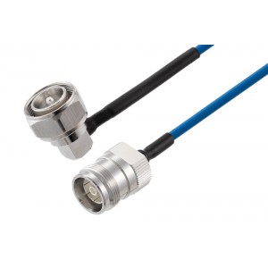 4.3-10 Male Right Angle to 4.3-10 Female Low PIM Cable 12 Inch Length Using ET38402 Coax Using Times Microwave Components