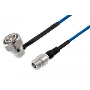 4.3-10 Male Right Angle to N Female Low PIM Cable 12 Inch Length Using ET38402 Coax Using Times Microwave Components