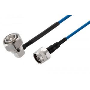 4.3-10 Male Right Angle to N Male Low PIM Cable 12 Inch Length Using ET38402 Coax Using Times Microwave Components