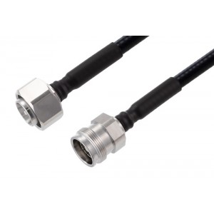 4.3-10 Male to 4.3-10 Female Low PIM Cable 12 Inch Length Using 1/4 inch Superflexible Coax