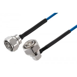 4.3-10 Male to 4.3-10 Male Right Angle Low PIM Cable 12 Inch Length Using ET38402 Coax Using Times Microwave Components