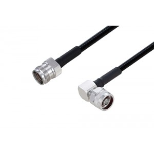 Fire Rated 4.3-10 Female to N Male Right Angle Low PIM Cable 12 Inch Length Using SPF-250 Coax Using Times Microwave Parts