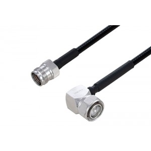 Fire Rated 4.3-10 Male Right Angle to 4.3-10 Female Low PIM Cable 12 Inch Length Using SPF-250 Coax Using Times Microwave Parts