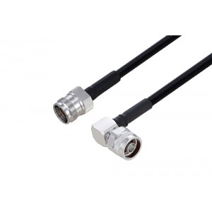 Outdoor Rated 4.3-10 Female to N Male Right Angle Low PIM Cable 12 Inch Length Using SPO-250 Coax Using Times Microwave Parts