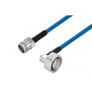 Plenum 4.3-10 Female to 7/16 DIN Male Right Angle Low PIM Cable 12 Inch Length Using ET38365 Coax Using Times Microwave Parts