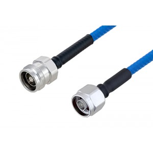 Plenum 4.3-10 Female to N Male Low PIM Cable 12 Inch Length Using ET38365 Coax , LF Solder