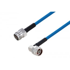 Plenum 4.3-10 Female to N Male Right Angle Low PIM Cable 12 Inch Length Using ET38365 Coax Using Times Microwave Parts