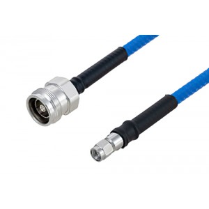 Plenum 4.3-10 Female to SMA Male Low PIM Cable 12 Inch Length Using ET38365 Coax , LF Solder