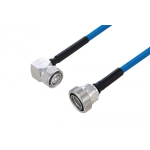 Plenum 4.3-10 Male Right Angle to 7/16 DIN Female Low PIM Cable 12 Inch Length Using ET38365 Coax Using Times Microwave Parts