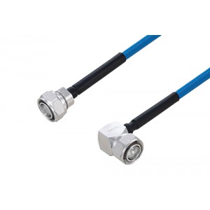 Plenum 4.3-10 Male to 4.3-10 Male Right Angle Low PIM Cable 12 Inch Length Using ET38365 Coax Using Times Microwave Parts