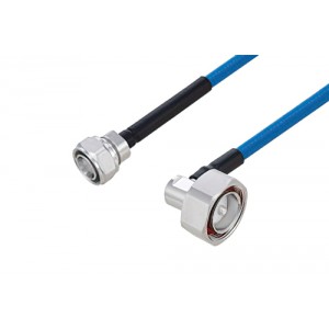 Plenum 4.3-10 Male to 7/16 DIN Male Right Angle Low PIM Cable 12 Inch Length Using ET38365 Coax Using Times Microwave Parts