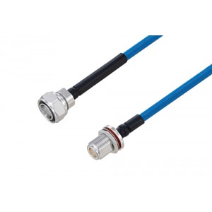 Plenum 4.3-10 Male to N Female Bulkhead Low PIM Cable 12 Inch Length Using ET38365 Coax Using Times Microwave Parts