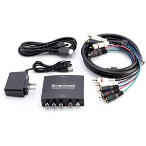 4K HDMI to YPbPr Component Converter 5RCA - 1080p Video Converter Adapter Kit with HDMI and RGB Cable - (Black)