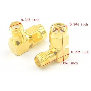 5pcs SMA Male to Female Right Angle 90-Degree Adapter Gold Plated Contacts Pack of 5