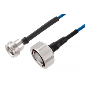 4.1/9.5 Mini DIN Female to 7/16 DIN Male Low PIM Cable 12 Inch Length Using ET38400 Coax Using Times Microwave Components